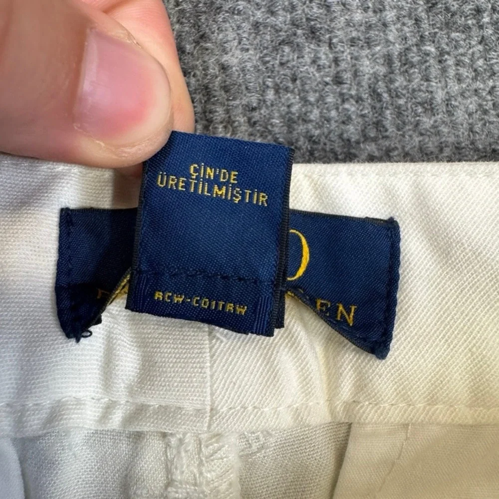 Polo Ralph Lauren Boys White Chino Shorts with Striped Belt Size 14 Stretch